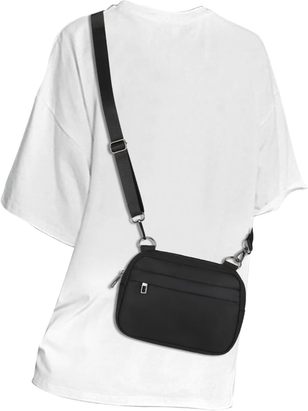 Women's Black Crossbody Belt Bag Fanny Pack Phone Purse With Adjustable Strap